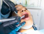 A child undergoes a dental procedure.