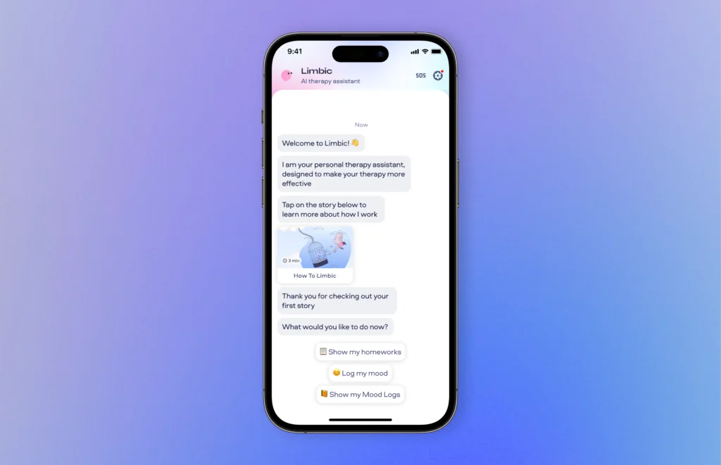 A conversation with Limbic AI, an AI therapy assistant.